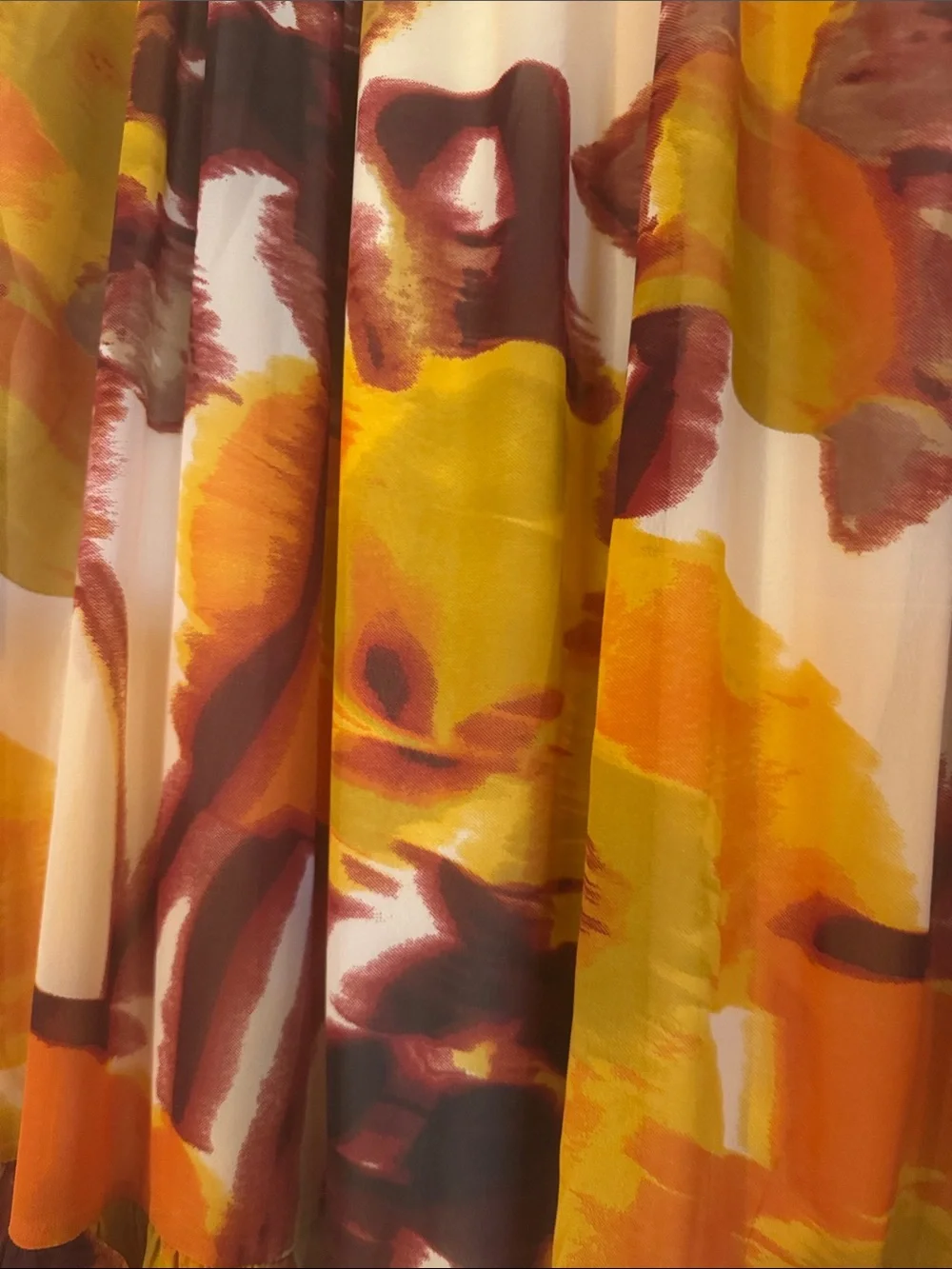 ASOS Mustard, Rust & Cream Abstract Tiered Maxi Dress